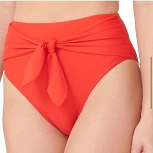 J. Crew High‎ Rise Tie On Front Bikini Bottom Cerise Red XXL 2XL